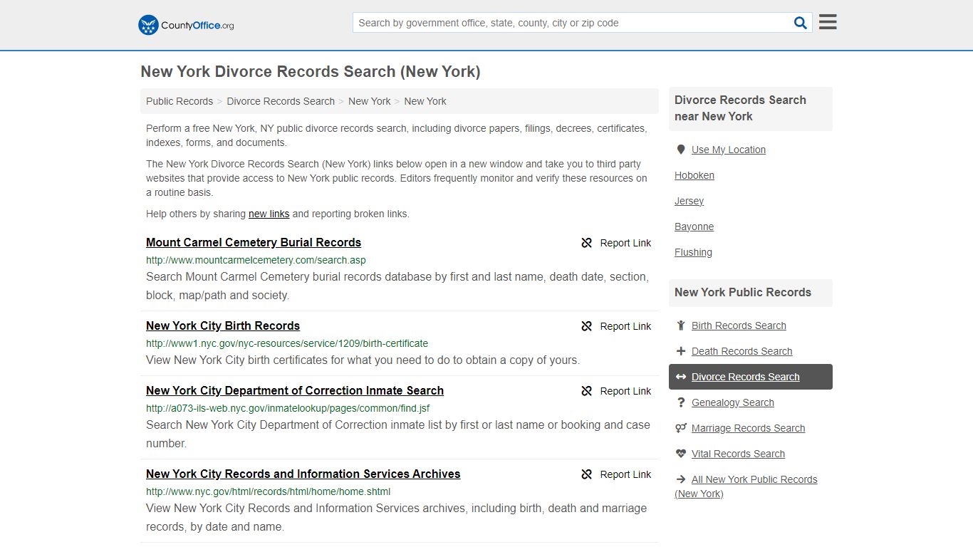 New York Divorce Records Search (New York) - County Office